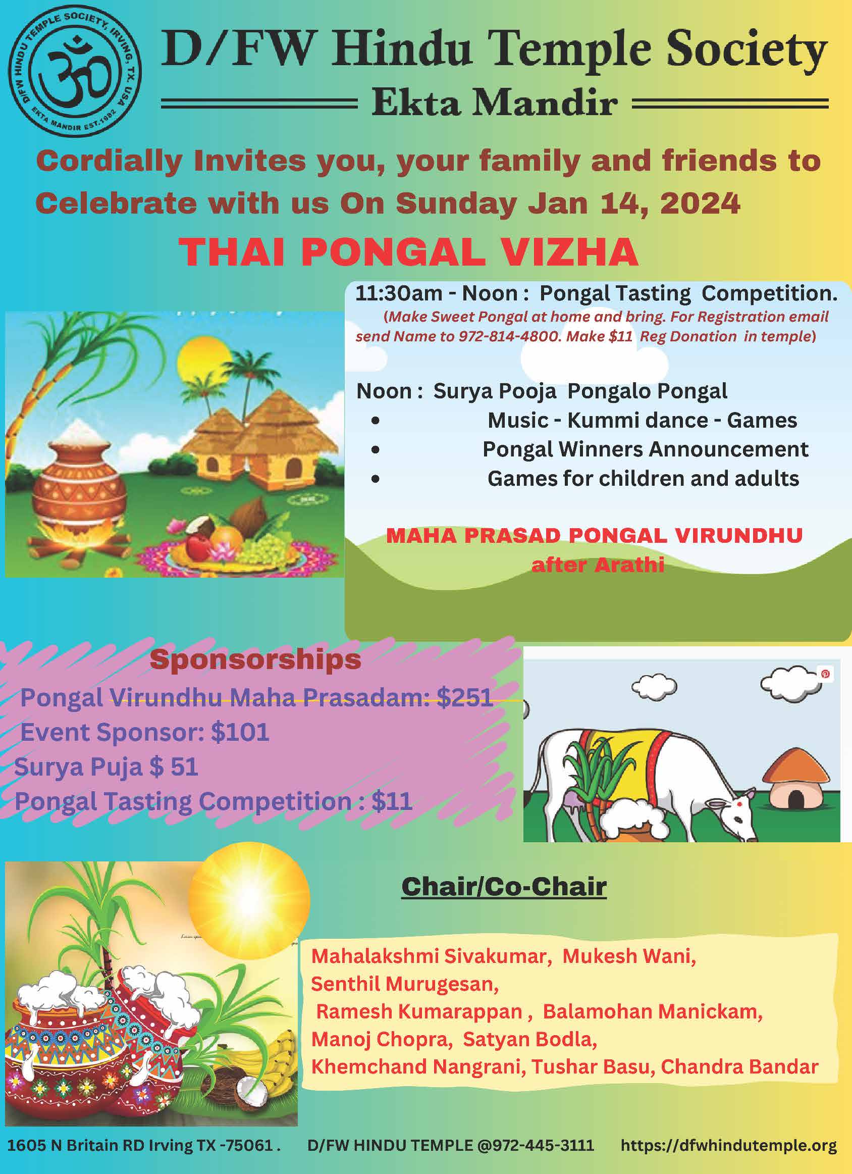 Thai Pongal Vizha 2024 - DFW Hindu Temple Society